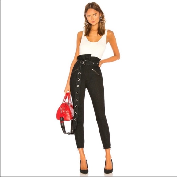 GRLFRND Mia high rise skinny black belted jeans 27 - Picture 1 of 8